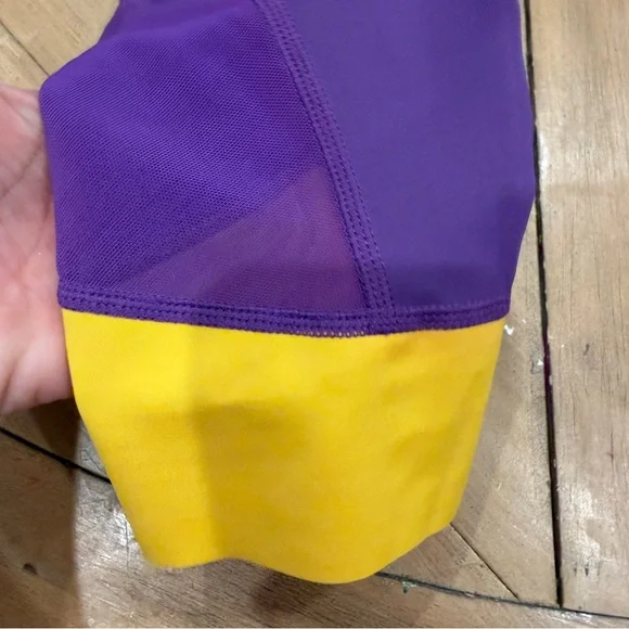 ZYIA Active Purple Game Day Performance 7/8 Leggings Yellow Cuffs size 4 NWT - Picture 5 of 10